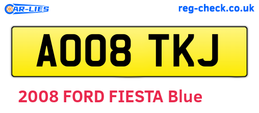 AO08TKJ are the vehicle registration plates.