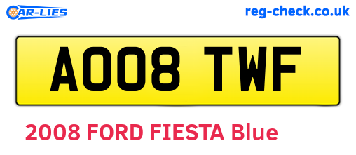 AO08TWF are the vehicle registration plates.