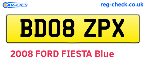 BD08ZPX are the vehicle registration plates.