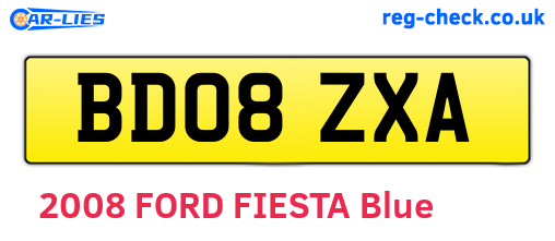 BD08ZXA are the vehicle registration plates.