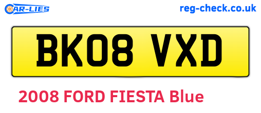 BK08VXD are the vehicle registration plates.
