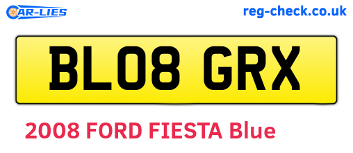 BL08GRX are the vehicle registration plates.