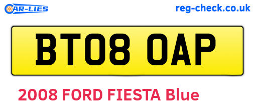 BT08OAP are the vehicle registration plates.