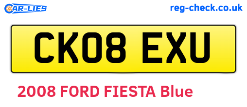 CK08EXU are the vehicle registration plates.