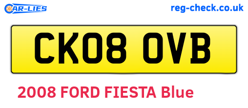 CK08OVB are the vehicle registration plates.