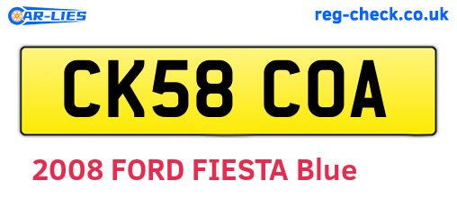 CK58COA are the vehicle registration plates.
