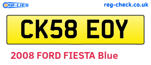 CK58EOY are the vehicle registration plates.