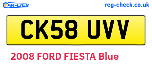 CK58UVV are the vehicle registration plates.