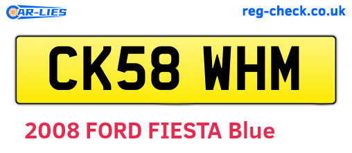 CK58WHM are the vehicle registration plates.