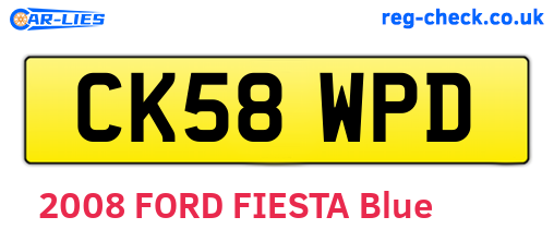 CK58WPD are the vehicle registration plates.