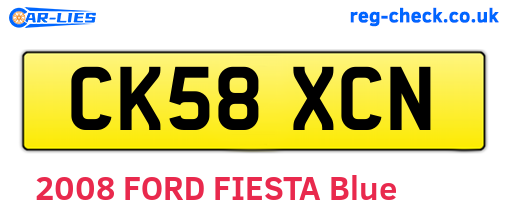 CK58XCN are the vehicle registration plates.
