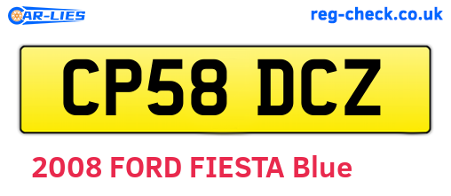 CP58DCZ are the vehicle registration plates.