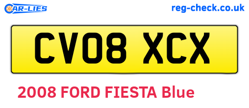 CV08XCX are the vehicle registration plates.