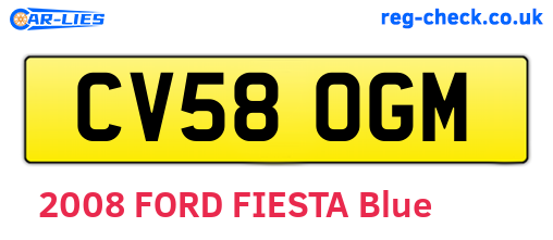 CV58OGM are the vehicle registration plates.