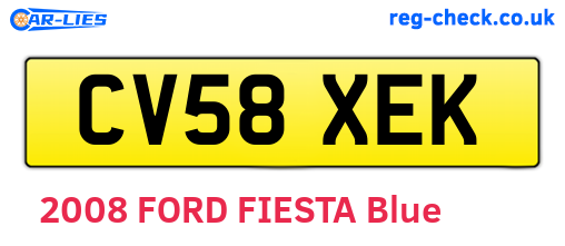 CV58XEK are the vehicle registration plates.