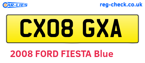 CX08GXA are the vehicle registration plates.