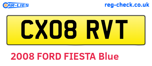 CX08RVT are the vehicle registration plates.