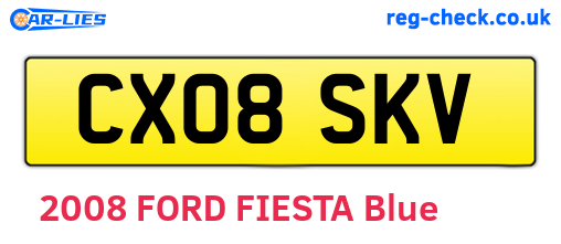 CX08SKV are the vehicle registration plates.