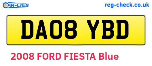DA08YBD are the vehicle registration plates.