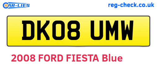 DK08UMW are the vehicle registration plates.