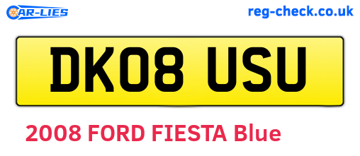 DK08USU are the vehicle registration plates.