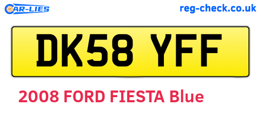 DK58YFF are the vehicle registration plates.