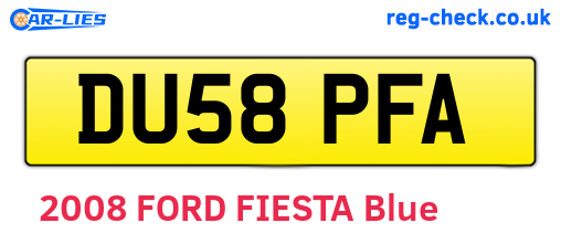 DU58PFA are the vehicle registration plates.