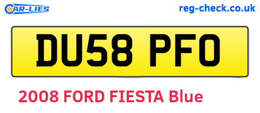 DU58PFO are the vehicle registration plates.