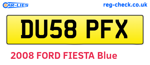 DU58PFX are the vehicle registration plates.