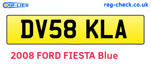 DV58KLA are the vehicle registration plates.