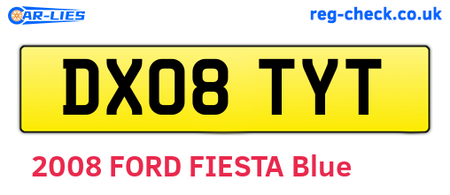 DX08TYT are the vehicle registration plates.