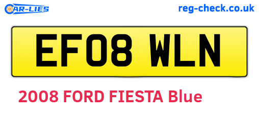 EF08WLN are the vehicle registration plates.
