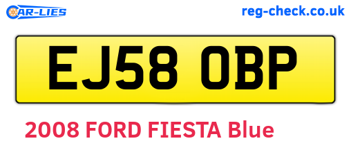 EJ58OBP are the vehicle registration plates.