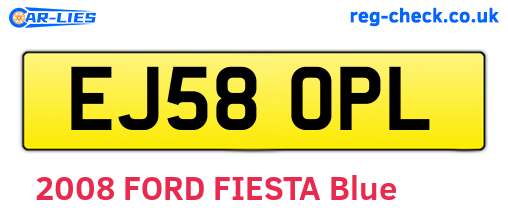 EJ58OPL are the vehicle registration plates.