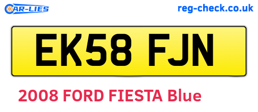 EK58FJN are the vehicle registration plates.