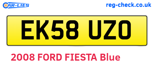 EK58UZO are the vehicle registration plates.