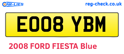 EO08YBM are the vehicle registration plates.