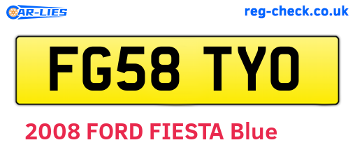 FG58TYO are the vehicle registration plates.