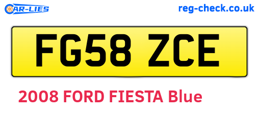 FG58ZCE are the vehicle registration plates.