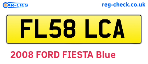 FL58LCA are the vehicle registration plates.