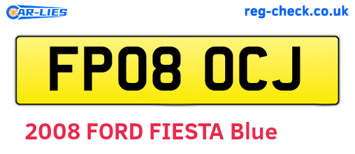FP08OCJ are the vehicle registration plates.