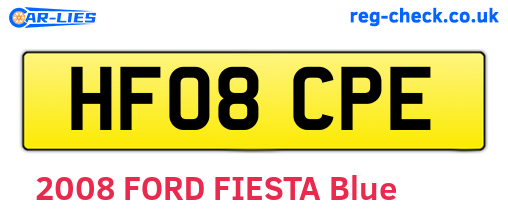 HF08CPE are the vehicle registration plates.