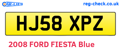HJ58XPZ are the vehicle registration plates.