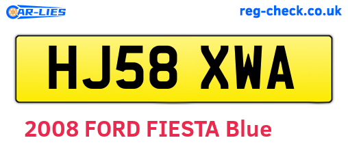 HJ58XWA are the vehicle registration plates.