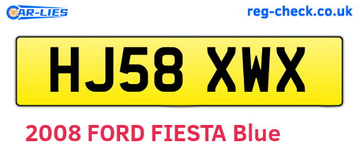 HJ58XWX are the vehicle registration plates.
