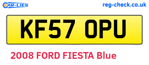 KF57OPU are the vehicle registration plates.