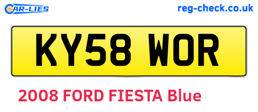 KY58WOR are the vehicle registration plates.