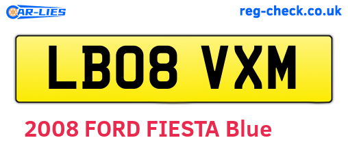 LB08VXM are the vehicle registration plates.