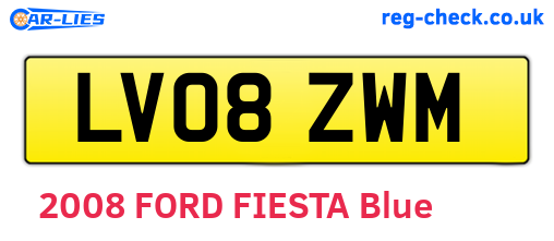 LV08ZWM are the vehicle registration plates.