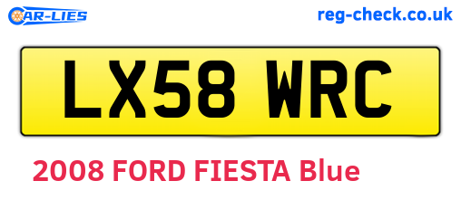 LX58WRC are the vehicle registration plates.